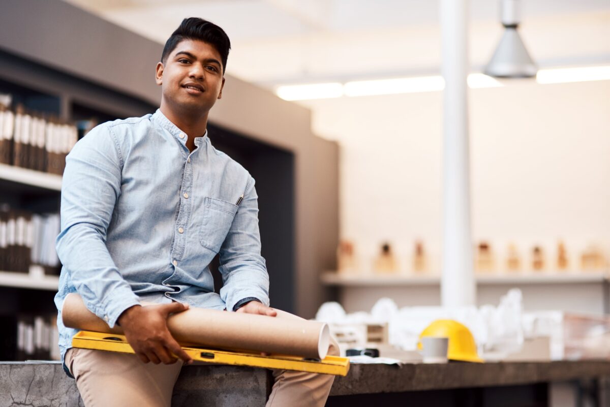 View Blog - Engineering student sitting on the desk.