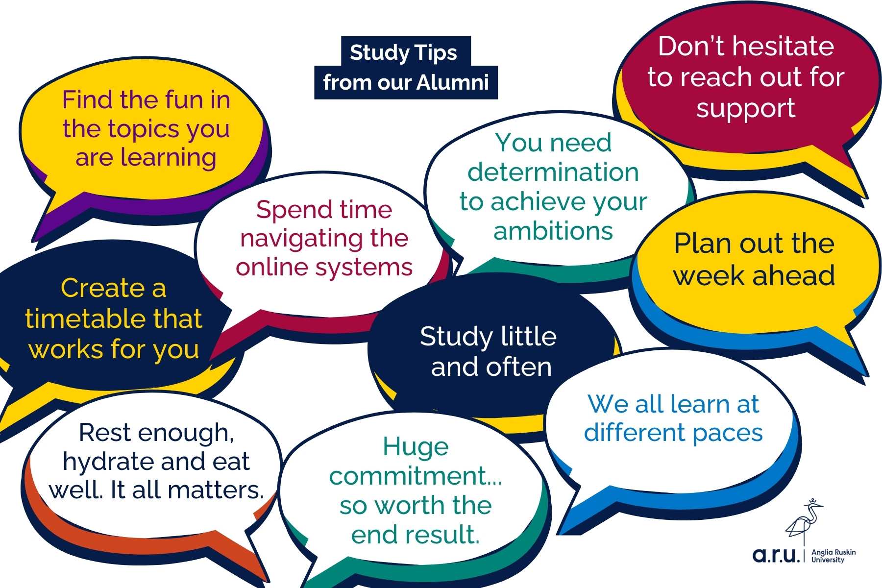 study tips quotes from ARU distance learning alumni